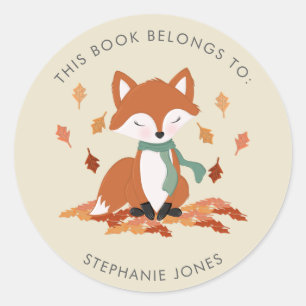 Sticker Rond Renard d'automne Woodland Anniversaire Ce livre ap