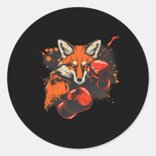 Sticker Rond Renard de boxe avec gants de boxe Boxe pieds-poing