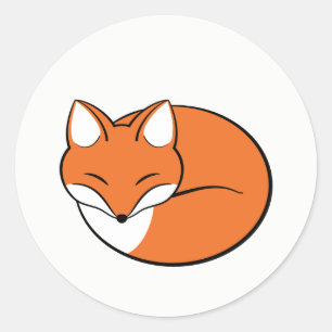 Sticker Rond Renard de dessin dormant