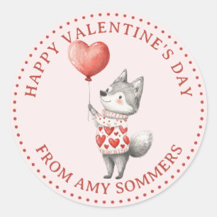 Sticker Rond Renard de l'aquarelle de l'Heureuse Sainte-Valenti