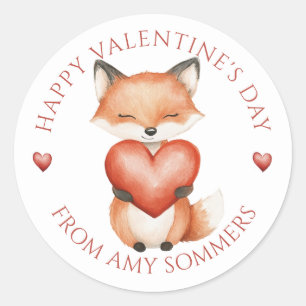 Sticker Rond Renard de l'aquarelle de l'Heureuse Sainte-Valenti