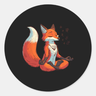Sticker Rond Renard de méditation Pose de yoga Animal relaxant