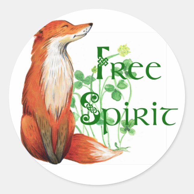 Sticker Rond renard d'esprit libre (Devant)