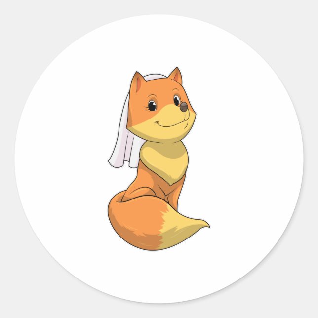 Sticker Rond Renard marié avec voile (Devant)