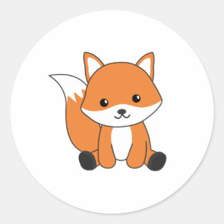 Sticker Rond Renard mou Forêt Renard rouge renard
