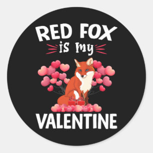 Sticker Rond Renard Rouge Est Mon Valentin Joyuse Saint-Valenti