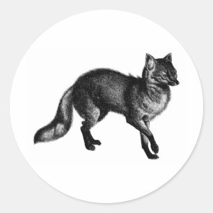 Sticker Rond Renard vintage
