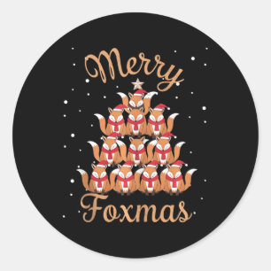 Sticker Rond Renard Xmas Arbre Renards Arbre de Noël Débardeur