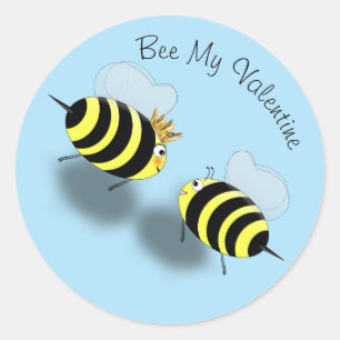 Sticker Rond Rencontre d'un couple d'abeille et de reine abeill