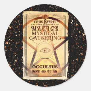 Sticker Rond Rencontre Mystique de Magie Voyante Oculaire Soiré