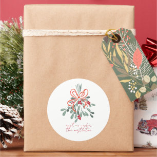 Sticker Rond Rencontrez-moi sous la Mistletoe