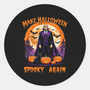 Sticker Rond Rendez Halloween effrayant à nouveau drôle Trump H