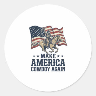 Sticker Rond Rendez l'Amérique Cowboy à nouveau Maillot occiden