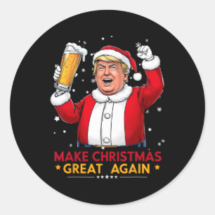 Sticker Rond Rendre à Noël sa grandeur Trump American Flag Trum