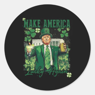 Sticker Rond Rendre l'Amérique chanceuse à nouveau drôle Trump