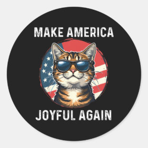 Sticker Rond Rendre l'Amérique Joyeuse à nouveau Chat Lady 2024