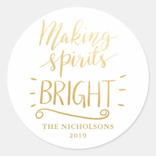 Sticker Rond Rendre les esprits brillants Moderne Gold Foil Scr