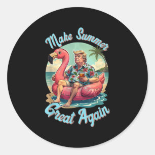 Sticker Rond Rendre l'été plus beau Donald Trump Vacances Hawa