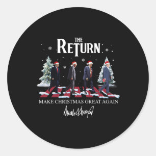 Sticker Rond Rendre Noël super à nouveau drôle Père Noël Trump 