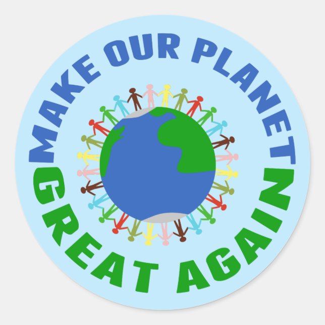 Sticker Rond Rendre notre planète grande (Devant)