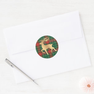 Sticker Rond Renne en Or Faux Plaid