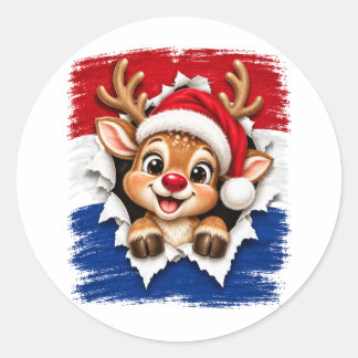 Sticker Rond Renne néerlandais de Noël