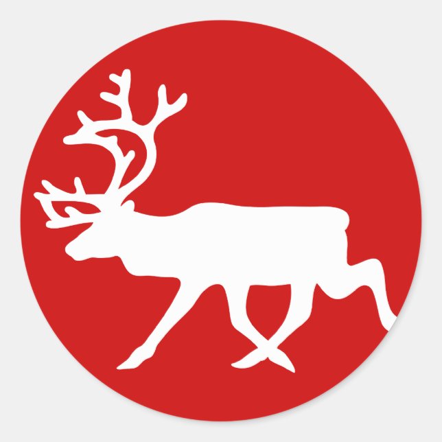 Sticker Rond Rennes blanches / Silhouette caribou (Devant)