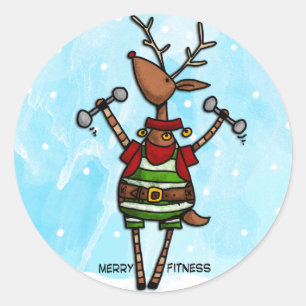 Sticker Rond rennes de fitness joyeux
