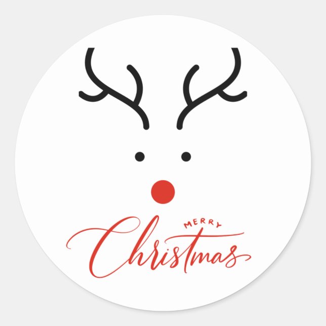 Sticker Rond Rennes de Noël jolies à la main (Devant)