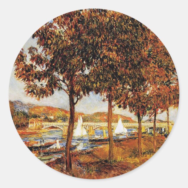 Sticker Rond Renoir - Le pont d'Argenteil à l'automne, (Devant)