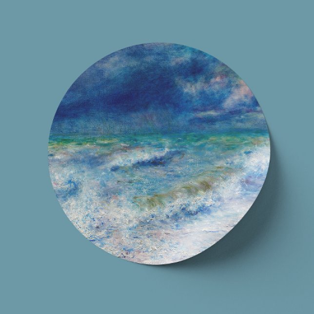 Sticker Rond Renoir Seascape. Impressionnisme nautique bleu. Me (Créateur téléchargé)