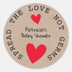 Sticker Rond Répandez Les Favoris Du Baby shower De Papier Love