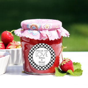 Sticker Rond Répandre L'Amour Blanc Noir En vichy Mariage Faveu