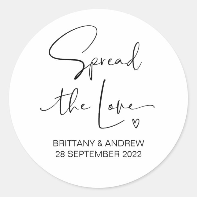 Sticker Rond Répandre l'amour mariage Favor Jam Jar Candle (Devant)