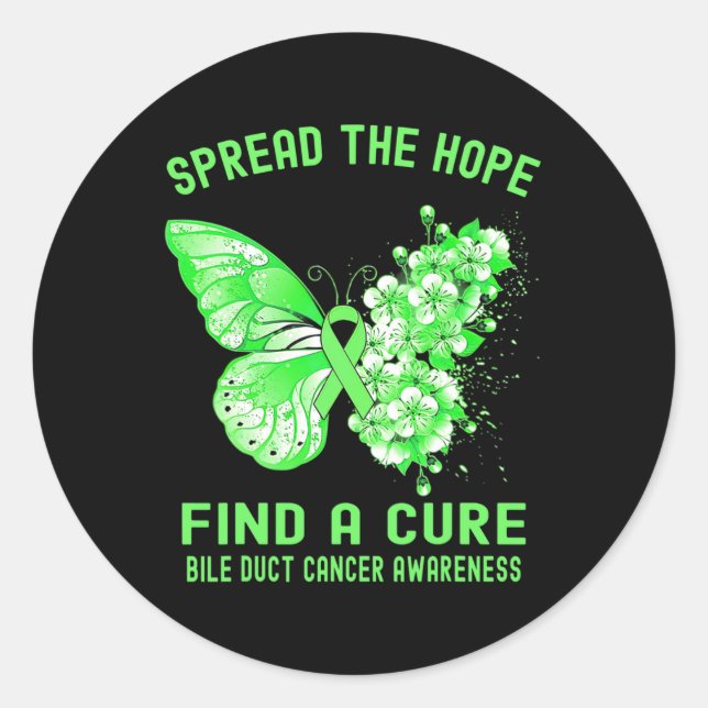 Sticker Rond Répandre L'Espoir Trouver Un Cure Bile Duct Cancer (Devant)