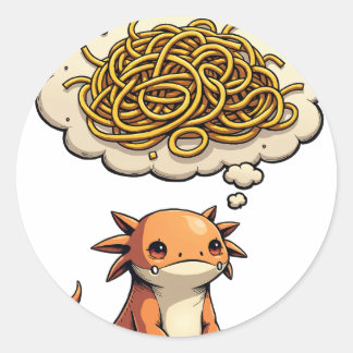 Sticker Rond Repassez Cette Pensée de Spaghetti Introverti Axol