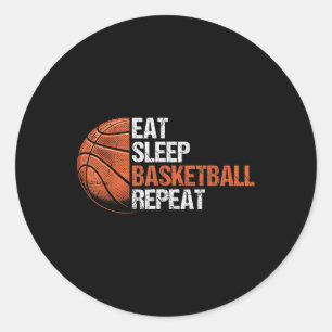 Sticker Rond Répeat Funny Basketball Playe