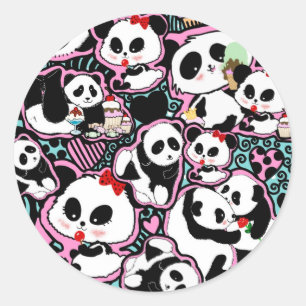 Sticker Rond Repère Le Panda ! Panda Doodles
