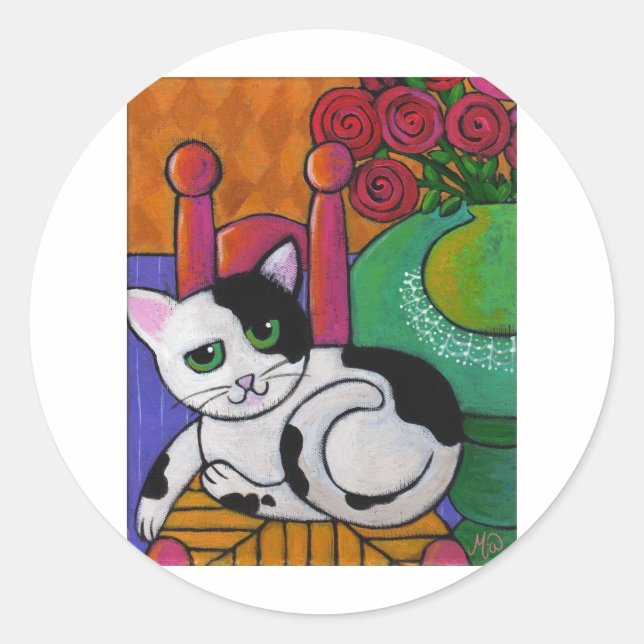Sticker Rond Repérer Le Chat (Devant)