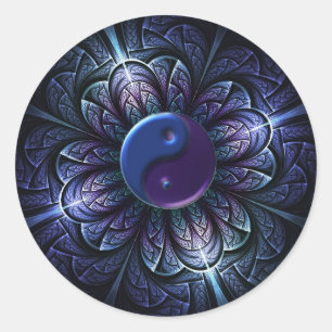 Sticker Rond répétition de la fractale yin-Yang