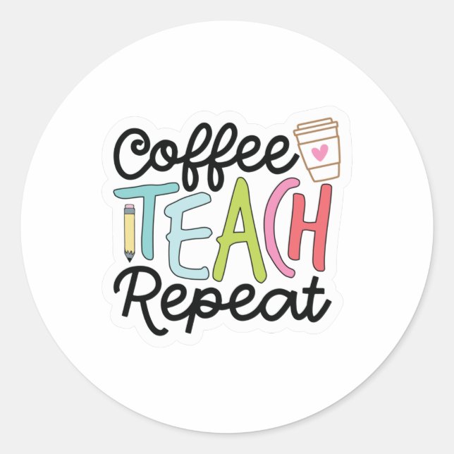 Sticker Rond Répétition de l'enseignement du café (Devant)