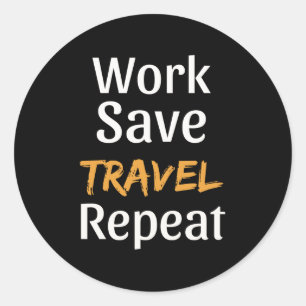 Sticker Rond Répétition de voyage - Cool Broke Traveler