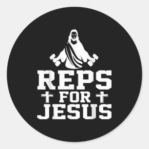 Sticker Rond Répétitions pour Jésus Drôle de Gym Fitness Chréti