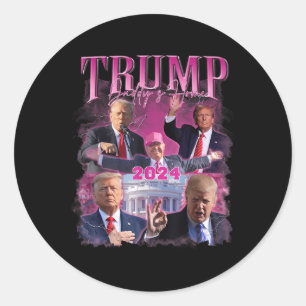 Sticker Rond Reprenez l'Amérique, Daddle à la maison Trump rose