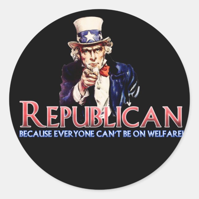 Sticker Rond Républicain, pas sur le bien-être (Devant)