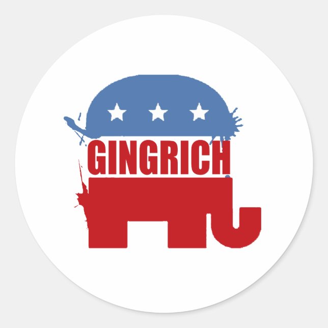 Sticker Rond Républicains pour Gingrich (Devant)