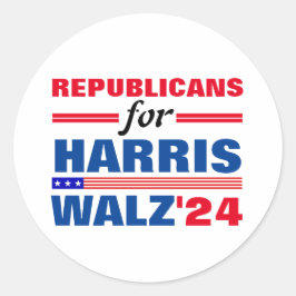 Sticker Rond Républicains pour Harris Walz Red Blue