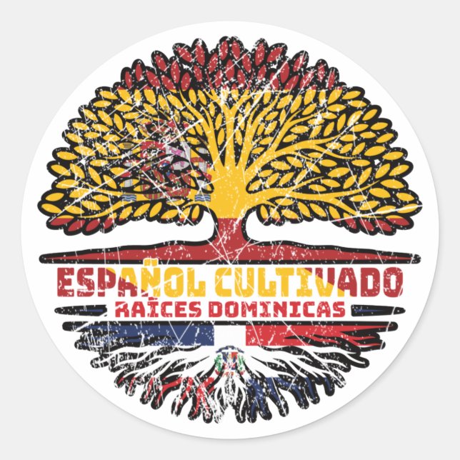 Sticker Rond République Dominicaine Espagne drapeau espagnol de (Devant)