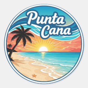Sticker Rond République Dominicaine Punta Cana Beach Travel