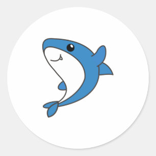Sticker Rond Requin. Beaux Animaux Pour Les Enfants. Requins